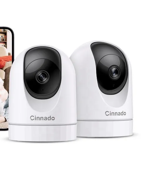 Cinnado D1 2K Indoor Security Camera - 2 Pack | Pan/Tilt, Night Vision, AUDIO