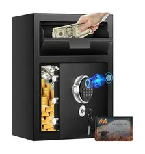 2.8 Cuft Biometric Drop Safe for Business, Anti-Theft Fingerprint Safe Box wi...