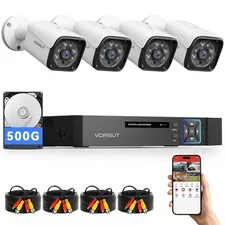 Wired Security Camera System Outdoor, 4X 3MP CCTV Camera, 500G HDD