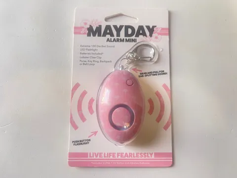 NEW Pink Mayday Mini Loud Alarm Self Defense Personal Emergency LED Keyring