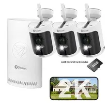 Swann Wireless 2K Security Camera System 8CH NVR Two-Way Audio Recording 64GB SD