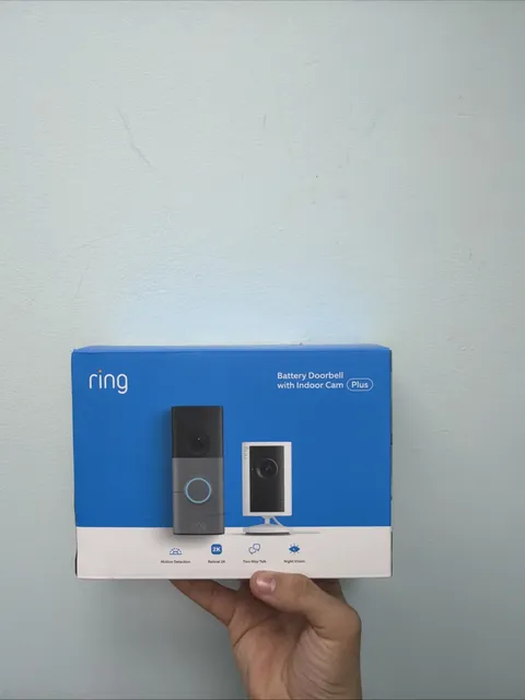 Ring - Battery Doorbell 2K (newest model), Speckled Gray + Indoor Cam Plus - ...