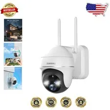 Wireless Outdoor Security Camera, 3MP 2K, 360° View, Color Night Vision, , Alexa