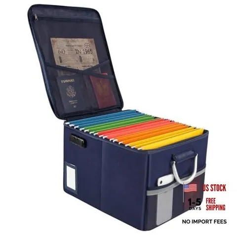 Fireproof Document Box, Fire Proof Safe Box for Home Document Organizer Blue