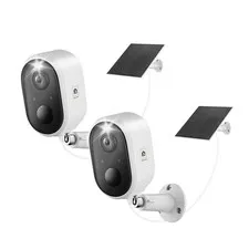 Solar Security Camera Outdoor Wireless 2 Pack, 2K Color Night Vision, Battery...
