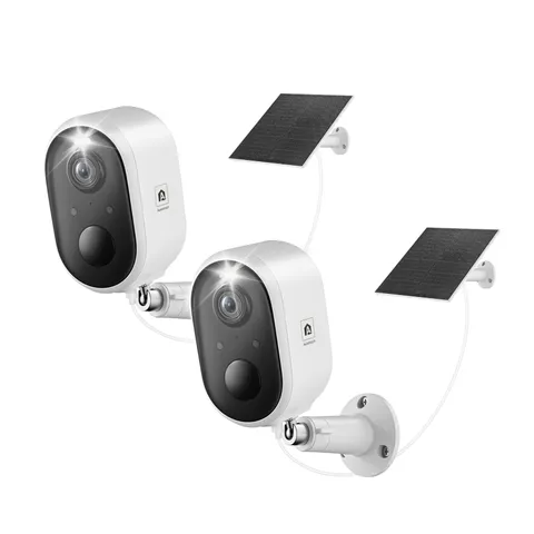 Solar Security Camera Outdoor Wireless 2 Pack, 2K Color Night Vision, Battery...
