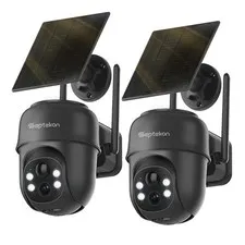 Septekon 2K Solar Security Cameras Wireless Outdoor 2 Pack, 360°PTZ Battery P...
