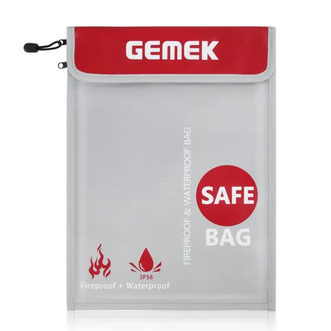 Fireproof Document Bag (2000℉) Upgraded 2 Pockets, 15”x 11” Fireproof and Wat...