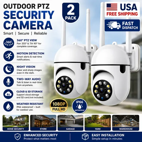 2-Pack Wireless 5G WiFi Security Camera System Smart Outdoor Night Vision 1080P