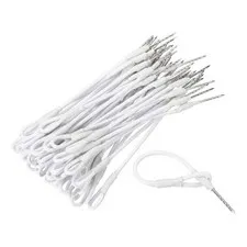 50Pcs Security Tags Lanyards Wire Loop (4", White), Steel Wire Cable Loop