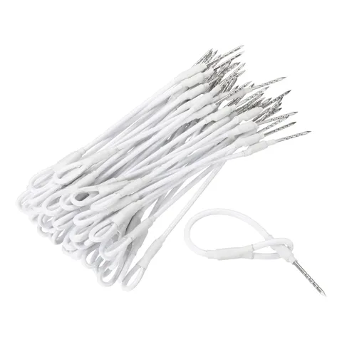 50Pcs Security Tags Lanyards Wire Loop (4", White), Steel Wire Cable Loop
