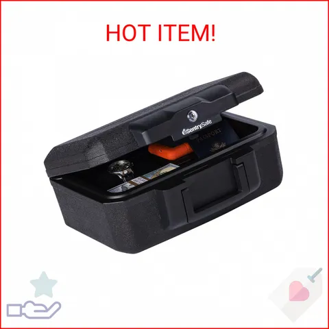 SentrySafe Fireproof Money Safe with Key Lock, Black Lock Box with Portable Carr