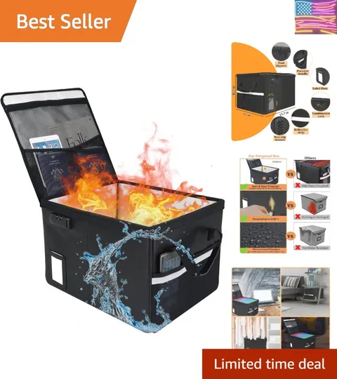 File Box with Lock 5200°F with Heat Insulated,Fireproof Box File Storage Orga...
