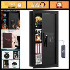 25.6" Tall Fireproof Wall Safe - Heavy Duty Hidden Flush Safe with Digital Keypa