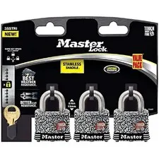Master Lock Padlock 1 9/16'' Pin Tumbler Keyed Dual Ball Bearing 3Pk