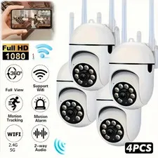 4 Wifi Security 5G Cameras, 1080P Wireless Outdoor Home Surveillance, 360° Panor