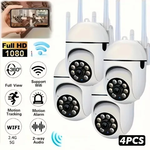 4 Wifi Security 5G Cameras, 1080P Wireless Outdoor Home Surveillance, 360° Panor