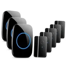 FullHouse Door Chime When Door Opens, Wireless Door Sensor Entry Alarm 8 Black