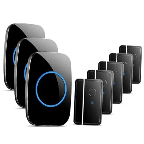 FullHouse Door Chime When Door Opens, Wireless Door Sensor Entry Alarm 8 Black