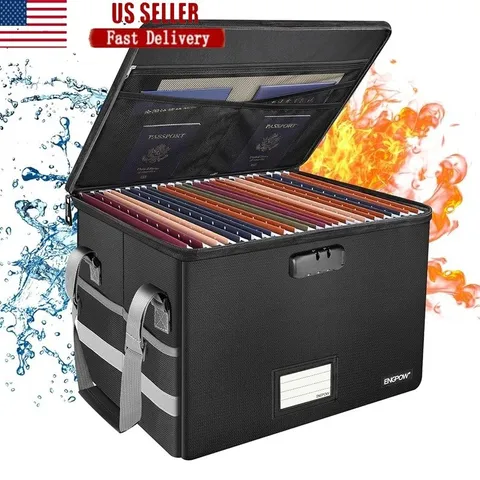 Fireproof Lock Box Portable Safe Water-Resistant Dustproof W/ Combination Lock