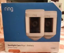 Ring Spotlight Cam Plus Camera Indoor/Outdoor Wireless.Pack of 2 Battery NEW