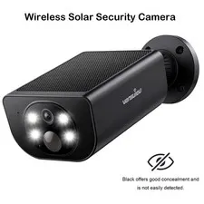 Wansview 2K Outdoor Solar Security Camera Wireless WiFi Black Good concealment