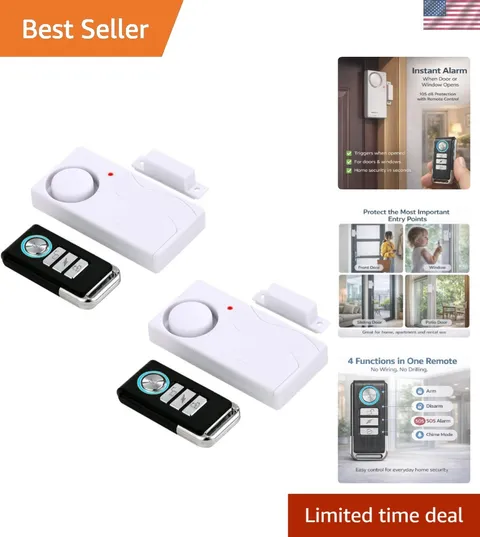Two Elegant Door Alarms with Remote Control for Pool Gates & More - 80 Db Alerts