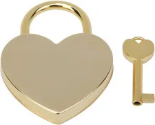 1Pcs Heart Shaped Padlock, 1.8 X 2.3In Mini Lock with Keys Height Polished Metal