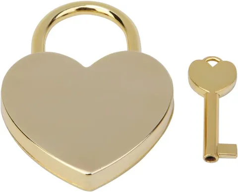 1Pcs Heart Shaped Padlock, 1.8 X 2.3In Mini Lock with Keys Height Polished Metal