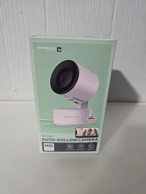 Merkury Smart Auto-Follow 1080p Wi-Fi Indoor Camera, Tracking, Night Vision