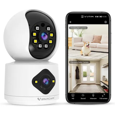 VSTARCAM 2K+2K Cameras Home Security Indoor, Dual Cameras, 360° Pan-Tilt, Color