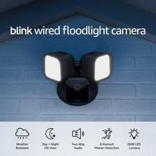 Blink Outdoor Wired 1080p Security Camera w/Floodlight Black New Open Box Tested