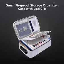 Small Fireproof Storage Organizer Case with Lock9”x 5.3”x 3.7”, Soft Money Sa..-