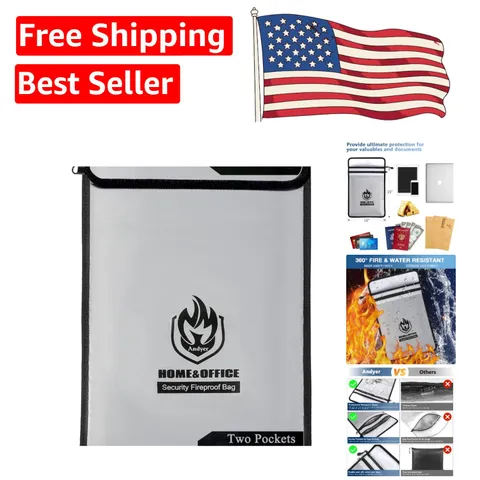 Durable 15''x11'' Fireproof & Water-Resistant Document Bag for Ultimate Security