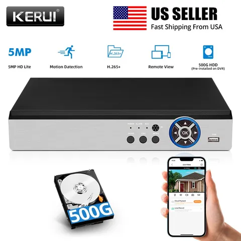 Motion Detection Supported 6-in-1 8CH 5MP H.265+ DVR With Preloaded 500GB HDD