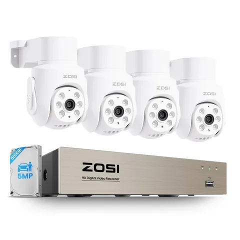 ZOSI 8-Channel DVR Security Camera System w/ 4X Pan/Tilt 360° Cameras & 500GB HD