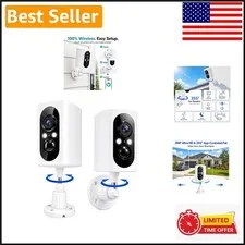 2-Pack 2K Wireless Security Cameras with 355° Rotation & Smart Alerts