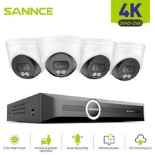 SANNCE 8CH NVR 4K Audio POE IP Security Camera System Color AI Human Detection