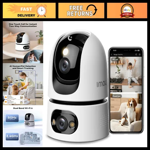 6MP Indoor Security Camera - Dual-Lens 360° Baby & Pet Monitor, Night Vision, Mo