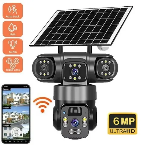 V380PRO 3 Lens 6MP Solar Home Security Camera Outdoor Wifi Wireless PTZ CCTV US