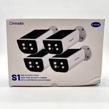 4 Pack Cinnado S1 3MP 2K Resolution Wire-Free Security Camera w/ Solar Power