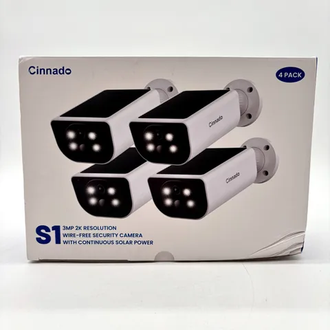 4 Pack Cinnado S1 3MP 2K Resolution Wire-Free Security Camera w/ Solar Power
