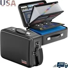 Fireproof Water-Resistant Hard Shell Document Box W/ Lock Valuables Storage New