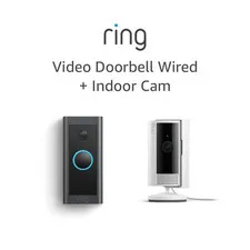 Indoor Cam White with Wired Video Doorbell HD Security Camera Bundle