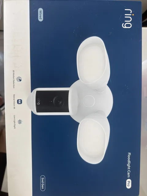 New Ring Floodlight Cam Pro Wired 2nd Gen (Newest Model) Retinal 4K - White