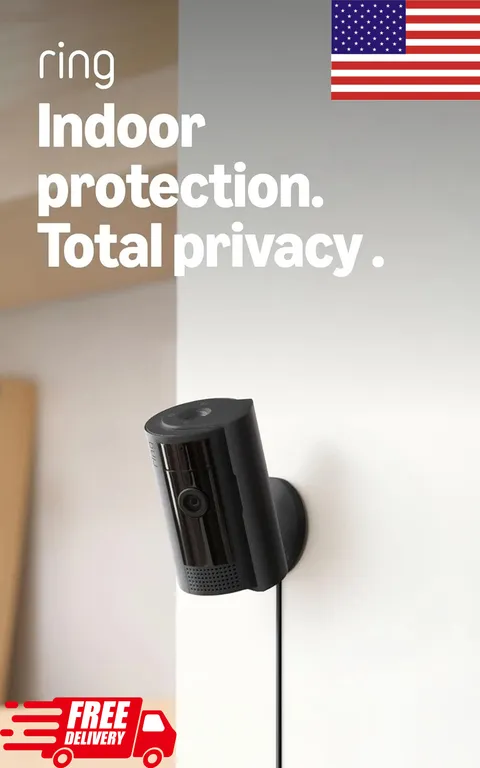 RING New : STICK UP CAM Plug-In, Nonstop Indoor Camera 1080p HD - BLACK