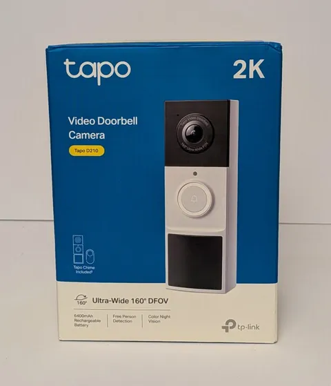 TP-Link Tapo Smart Video Doorbell Camera Wireless with Chime, 2K D210 White -NEW