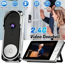 Smart Wireless WiFi Doorbell w/ Monitor Camera Video Intercom Security Door Ring