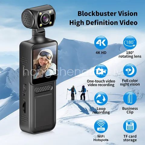 4K UHD Handheld Helmet Action Camera WiFi 180° Rotatable Pocket Sport Camera DVR