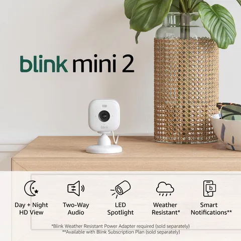 Blink Mini 2 — Home Security & Pet Camera with HD Video, Color Night View, Motio